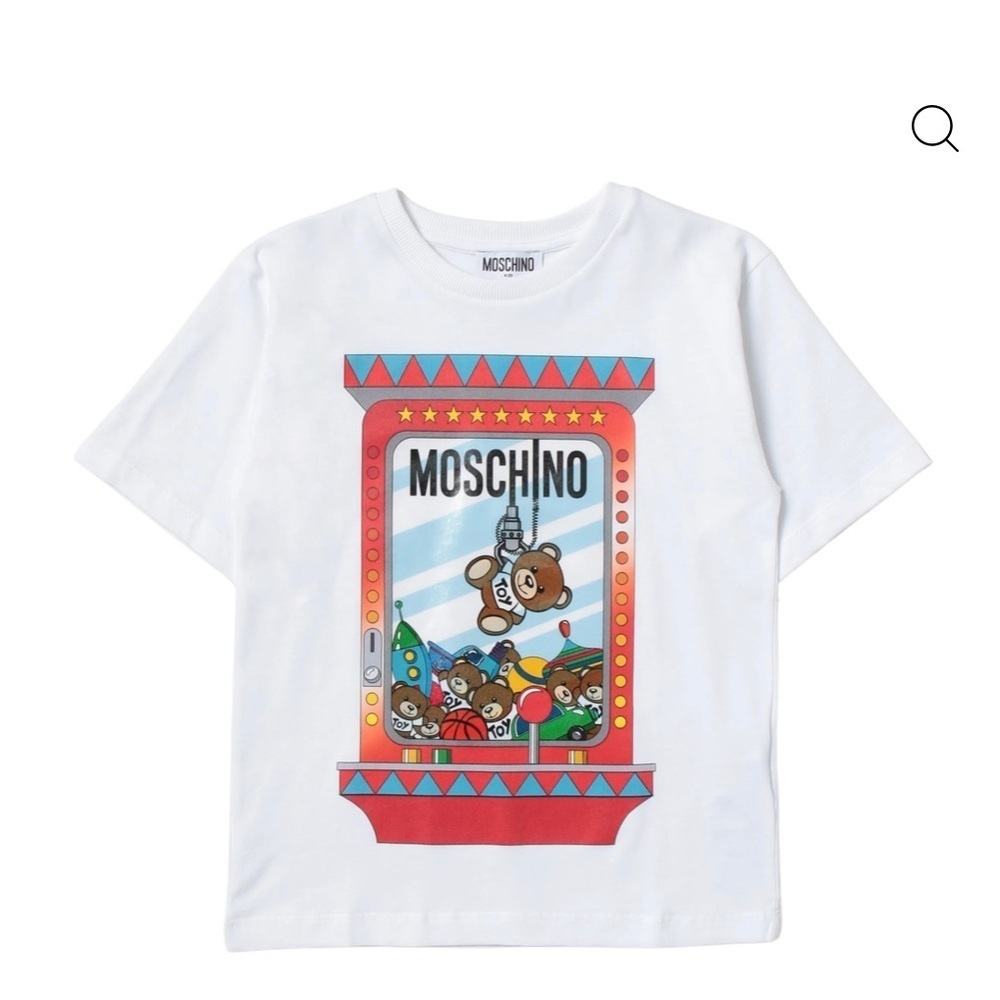 Moschino Kids White Graphic Fairground logo oversized maxi T-Shirt Unisex